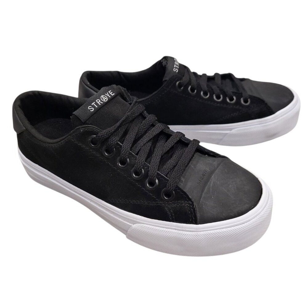 Straye Stanley Suede Low Top Skate Shoe in Black Cream NWOT Mens 4 Womens 5.5